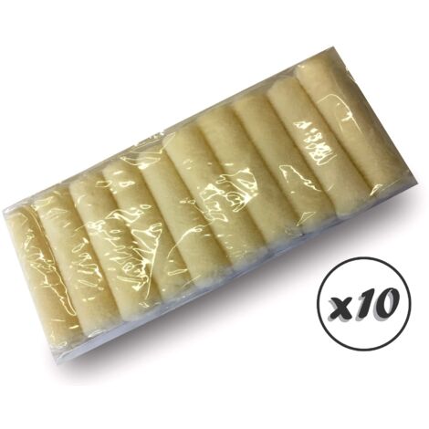 Pack 10 manchons mini rouleaux pattes de lapin laqueur  Velours ou Polyamide 100 mm - Quantité x10 - 10 manchons velours