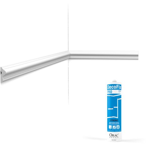 Pack 10 mètres Cimaise murale PX201 avec colle - Orac x Cimaises-et-plus - 2,5 x 0,8 x 200cm (h x p x L) - moulure décorative polymère