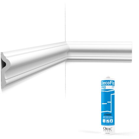 Pack 10 mètres Cimaise murale PX202 avec colle - Orac x Cimaises-et-plus - 7,5 x 2 x 200cm (h x p x L) - moulure décorative polymère