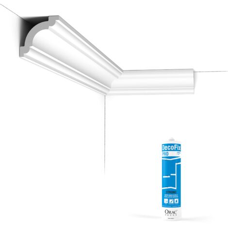 Pack 10 mètres Corniches Plafond CX124 avec colle - Orac x Cimaises-et-plus - 4,9x4,9x200cm (h x p x L) - moulure décorative polymère