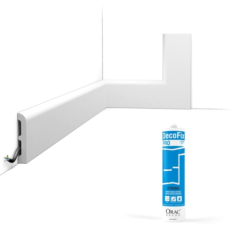 Pack 10 mètres Plinthes SX183 avec colle Orac x Cimaises-et-plus - 7,5x1,3x200