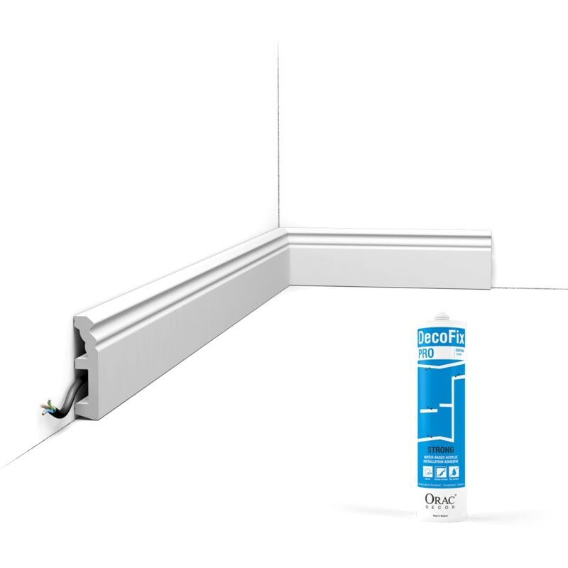 Pack 10 mètres Plinthes SX195 avec colle Orac x Cimaises-et-plus - 8 x 1,9 x20