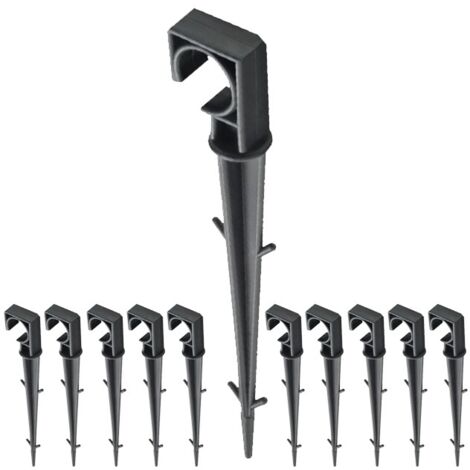Pack 10 Piquetas estacas de sujeción para tubería de goteo 16mm, negro  Impide que la tubería se levante