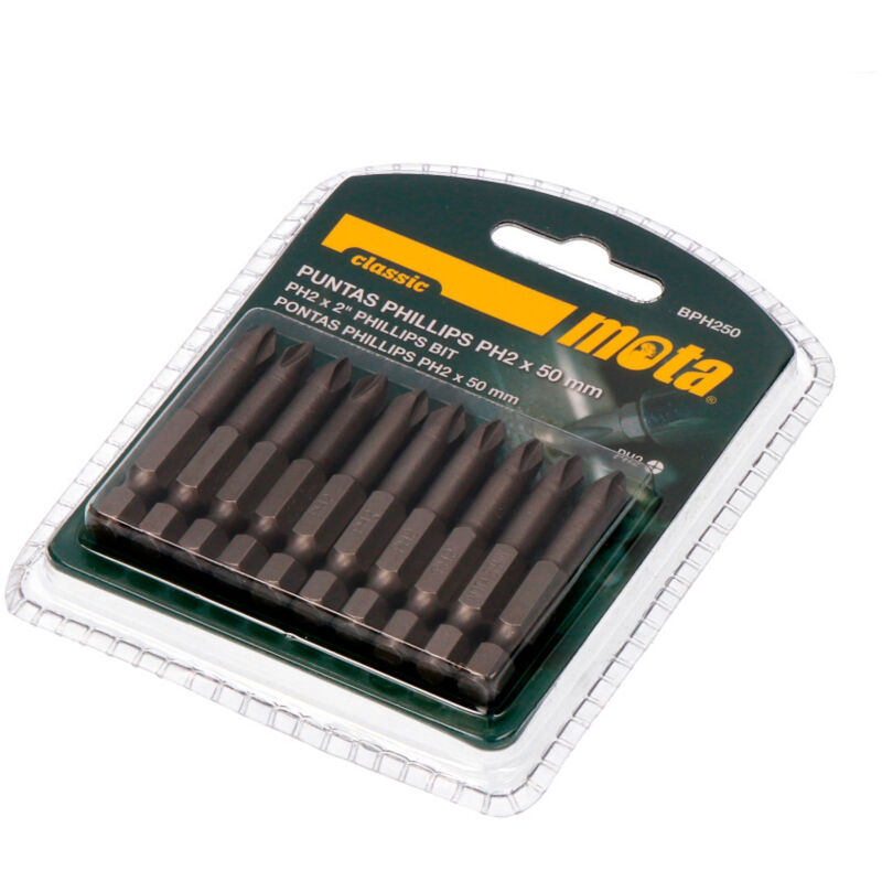 Punta Philips Acero 50mm Punta PH2 Juego10pcs Mota