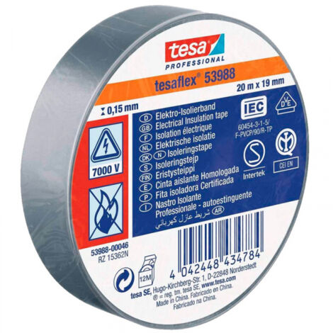 Pack. 10 Rollen graues Isolierband 19mm x20mt tesa