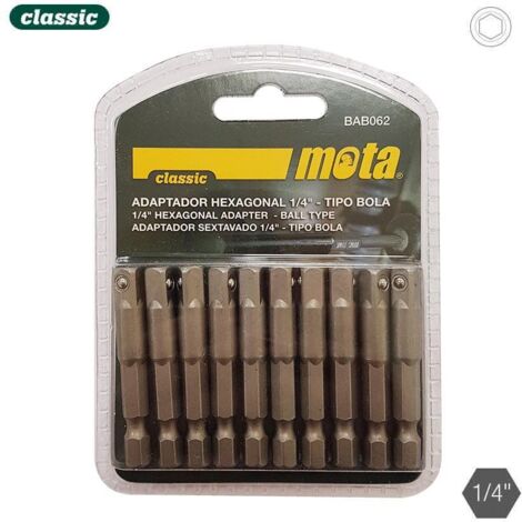 Pack 10 Sechskantadapter 50mm 1-4 10 Stück. Bab062 Mota