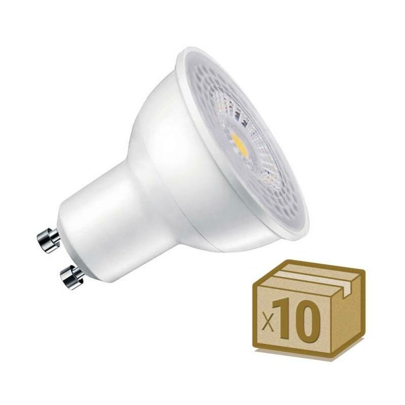 

Pack 10 x Bombilla LED GU10, 100º, 7W, Blanco frío - Blanco frío