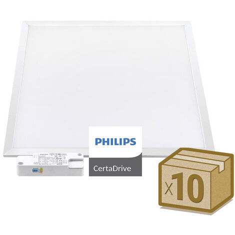 LEDBOX Pack 10 x Paneles LED 44W, 60x60cm, PHILIPS Certadrive, Blanco frío