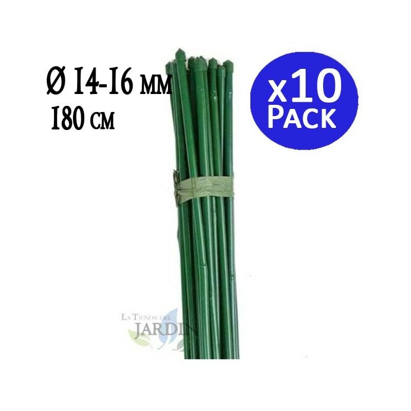 10 x Tuteur en bambou plastifié 180 cm, diamètre de bambou 14-16 mm. Tiges de bambou écologiques pour attacher les arbres