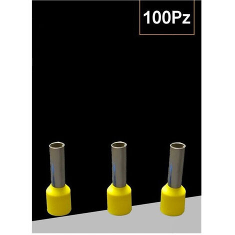 Pack 100 Pcs Revêtement Tube Isolé Pour Câbles 10mm² Terminal 12mm E10-12       Jaune