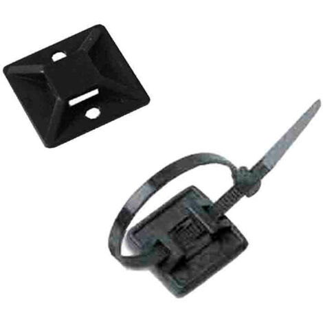 Pack 100 unid. base de anclaje adhesiva para bridas 3,6mm negra