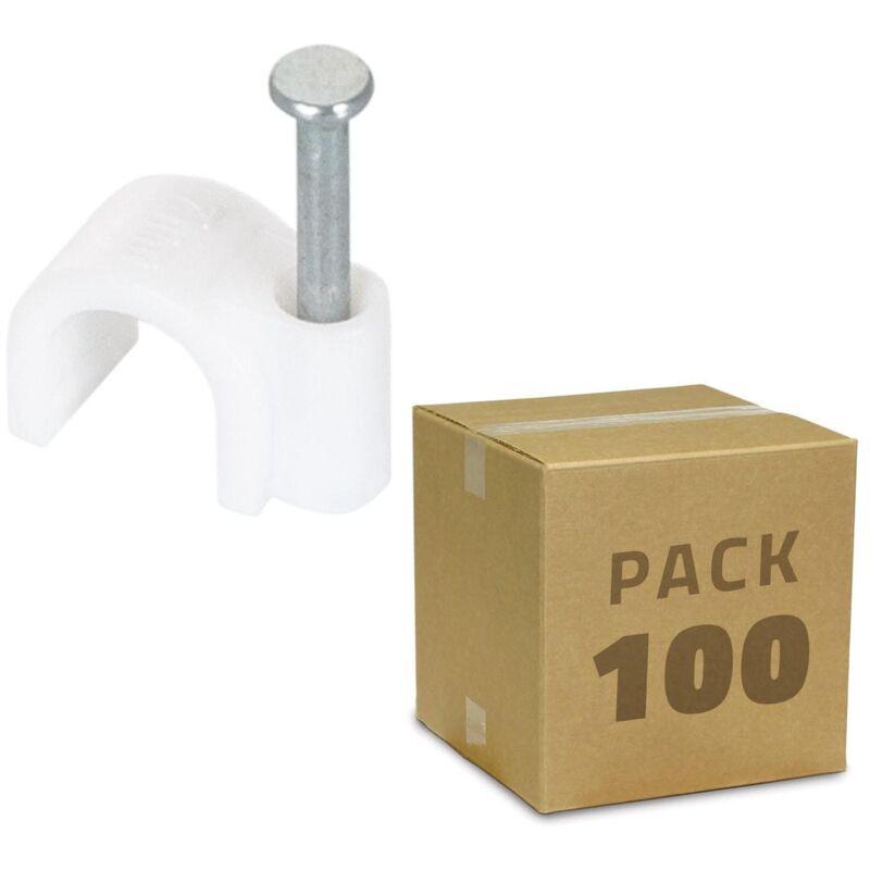 Image of Ledkia - Pack 100 Unità Clip di Fissaggio per Cavo Bianco