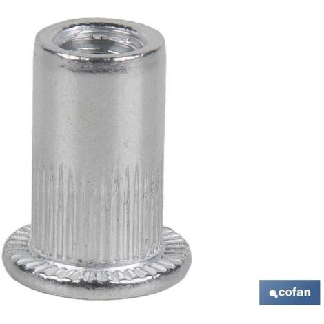 Pack 1000 tuercas remachables cilíndricas ranuradas M4 x 10