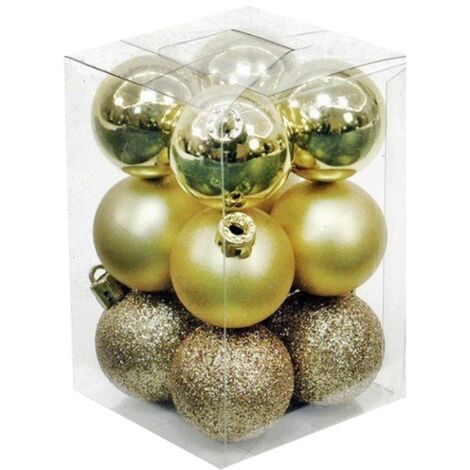 Pack 12 bolas de navidad 6cm Dorado