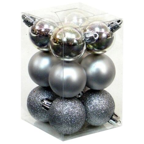 Pack 12 bolas de navidad 6cm Plateado