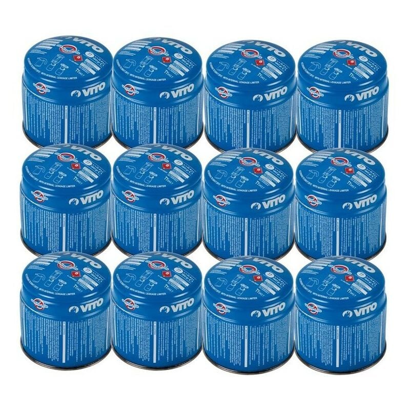 Pack de 12 Cartouches gaz 190g butane perçable sécurité stop-gaz VITO