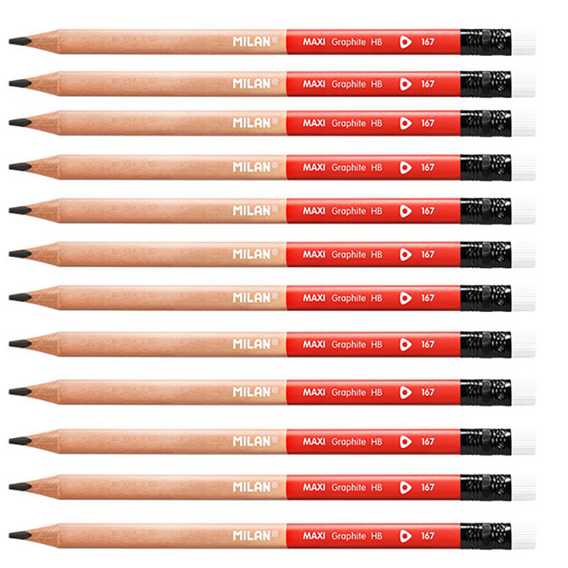 

Pack 12 lapices de grafito con goma maxi - Milan