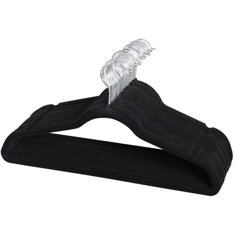 Pack 12 perchas de Terciopelo organizador con barra pantalon  Negro