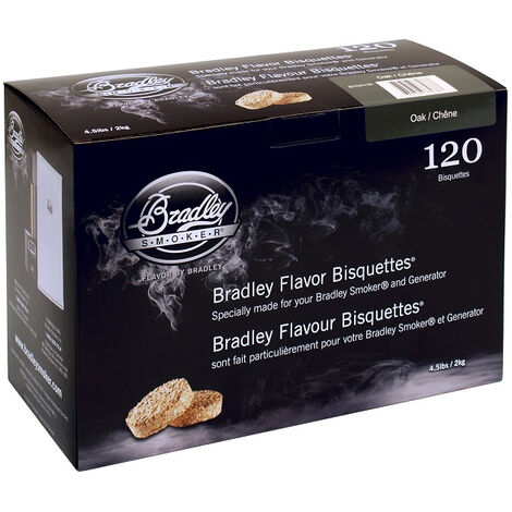 Pack 120 Bisquettes de fumage Bradley Smoker - Chêne
