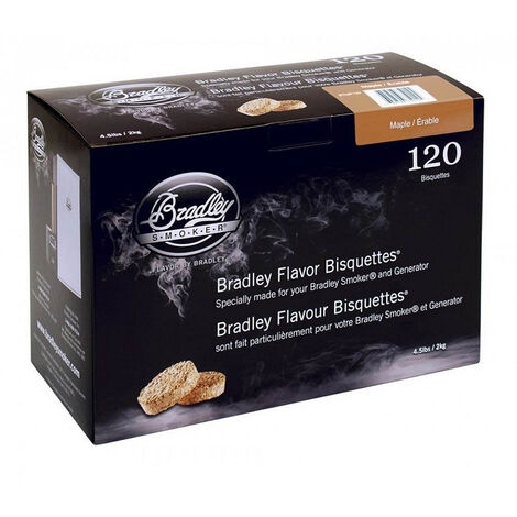 Pack 120 Bisquettes de fumage Bradley Smoker - Érable