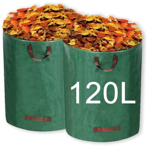Pack 120L Garden Waste Bags, Foldable Waterproof Bin Bags with Handle for Collecting Plants, Rubbish and Leaves
