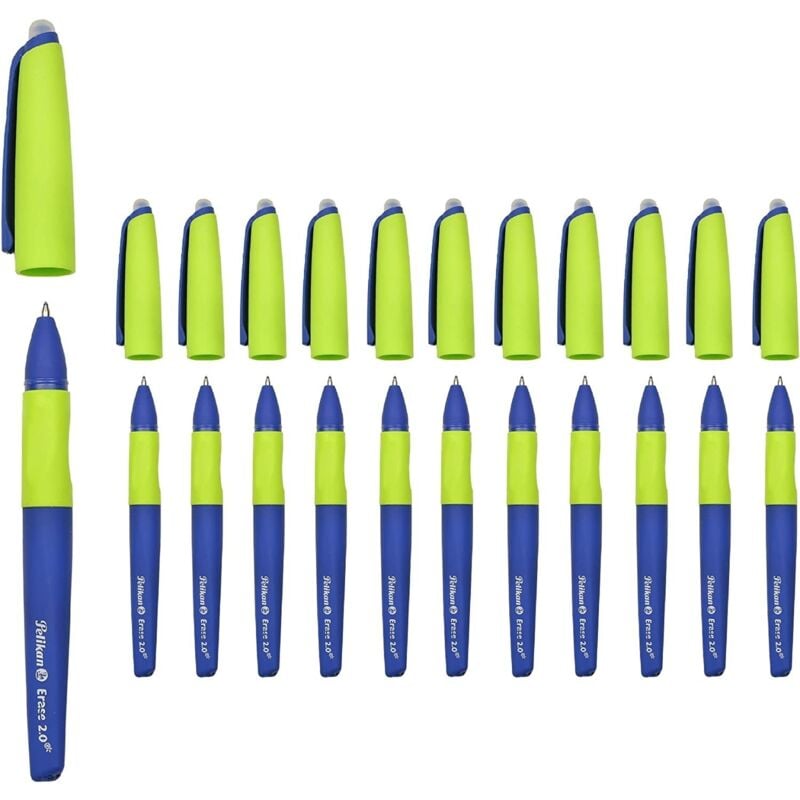 Pack 12pcs stylo effaçable 2.0 pelikan Roller Ergonomique Rechargeable Couleur: Bleu foncé