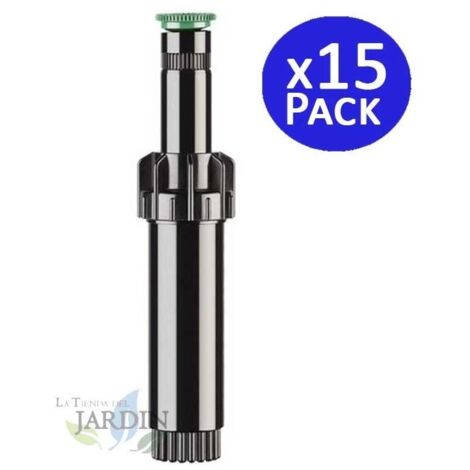 Pack 15 Difusor Aspersor de riego 3,70 metros  Altura emergente 5 cm  Altura total 12,7 cm  rosca 1/2''  Angulo ajustable