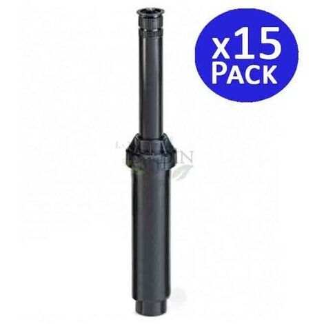 Pack 15 Difusor de riego Rain Bird US415HE  Alcance 4,5 metros, 0 a 360º  Aspersor con Elevación 10 cm, Cuerpo 15 cm