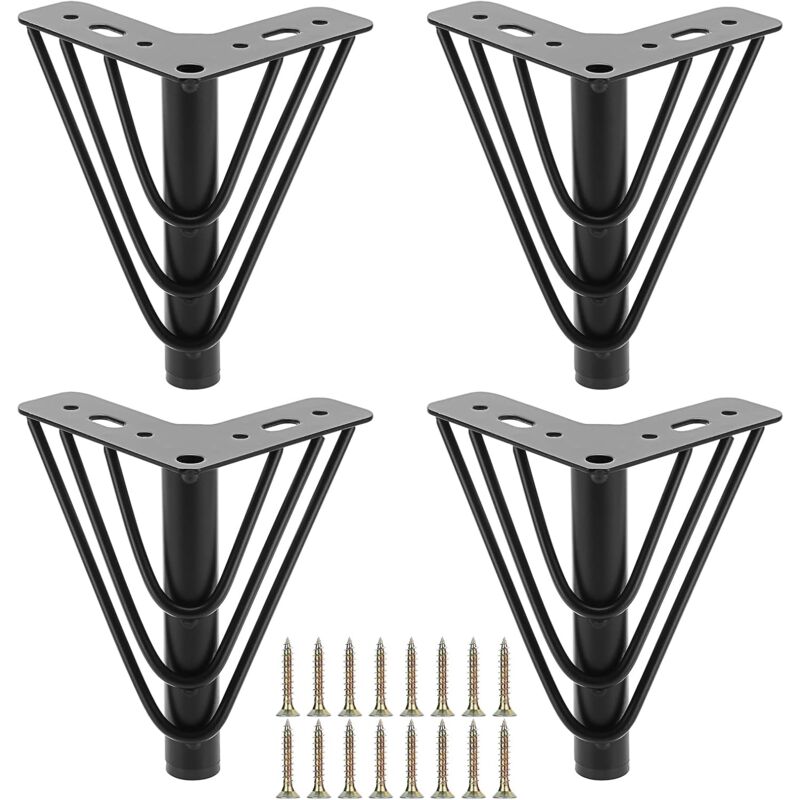 Linghhang - Pack 15cm Metal Furniture Legs, Triangle Top Legs, Heavy Duty Replacement Furniture Feet, Support Legs for Sofa, Bed, Chair, Cupboard,