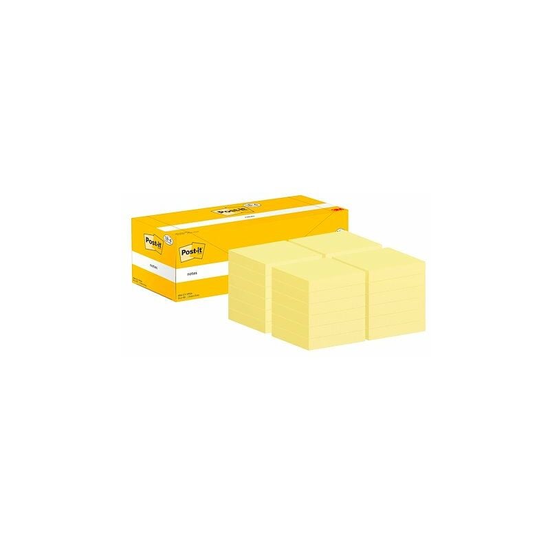 Post-it - Pack 18 Notes jaune 76 x 76 mm + 6 offertes