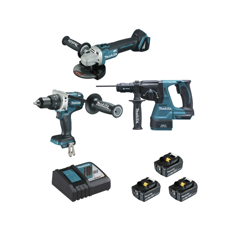 Makita - Ensemble de 3 machines BL1850B (DGA506 + DDF481 + DHR243) avec batterie DLX3092TJ