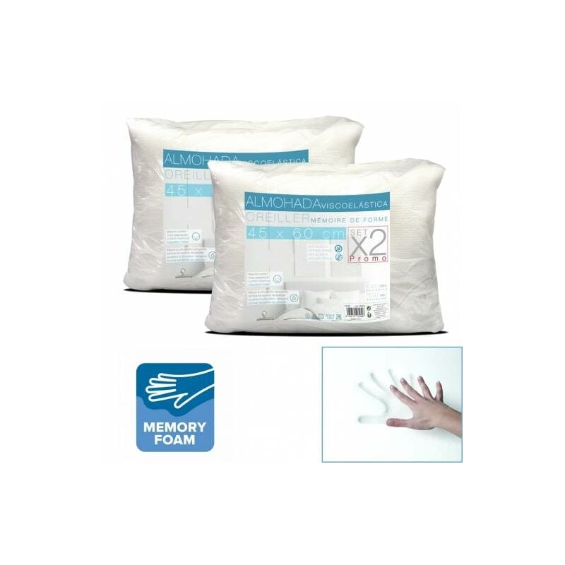 

Pack 2 Almohadas Copos de Viscoelástica 45x60 cm