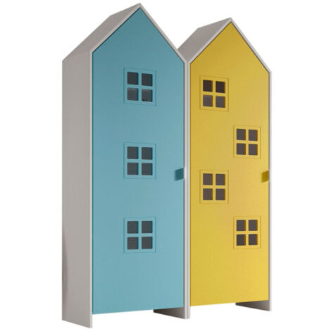Pack - 2 Armoires Enfant "Casami Bruges" 171cm Bleu & Jaune