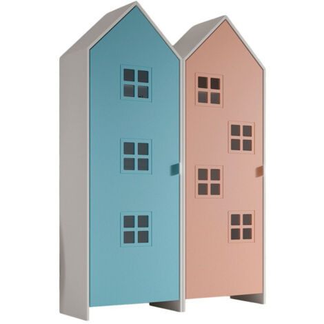 Pack - 2 Armoires Enfant "Casami Bruges" 171cm Bleu & Rose