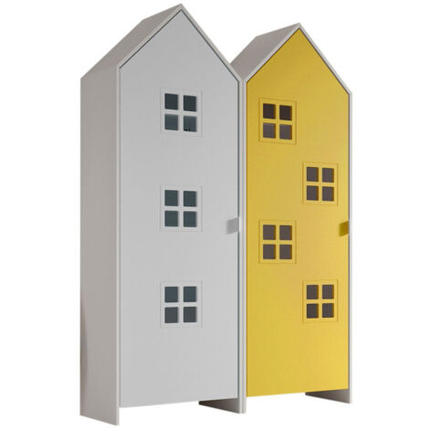 Pack - 2 Armoires Enfant "Casami Bruges" 171cm Jaune & Blanc