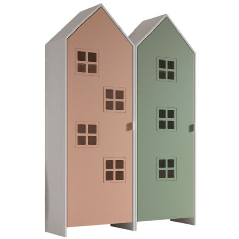 Pack - 2 Armoires Enfant "Casami Bruges" 171cm Rose & Vert