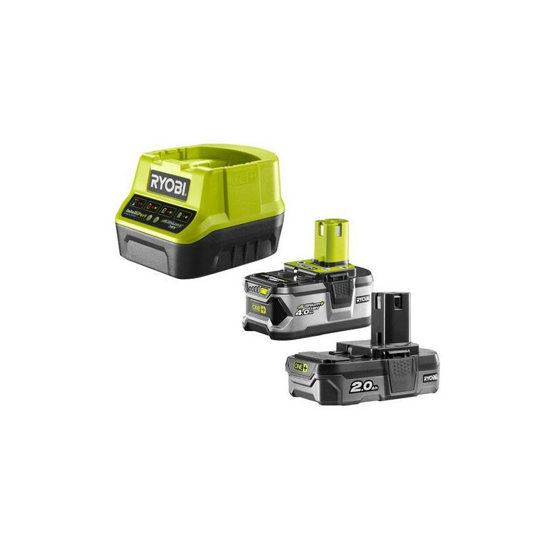 

Ryobi - Paquete de 2 baterías Litio+ 18 V One+ 4.0 Ah y 2.0 Ah + cargador rápido 2.0 A - RC18120-242