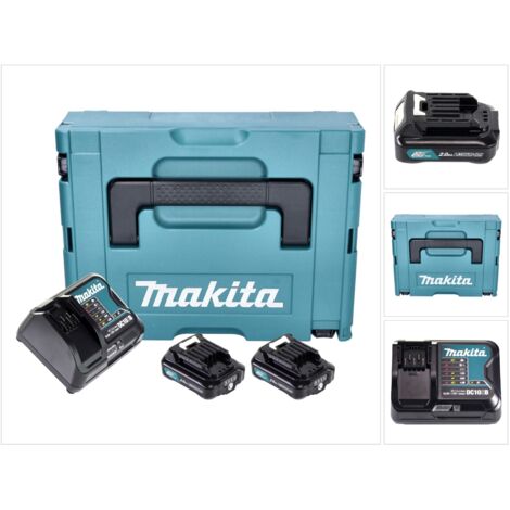 Pack 2 Batterien BL1021B + DC10SA + Makpac MAKITA - 197658-5