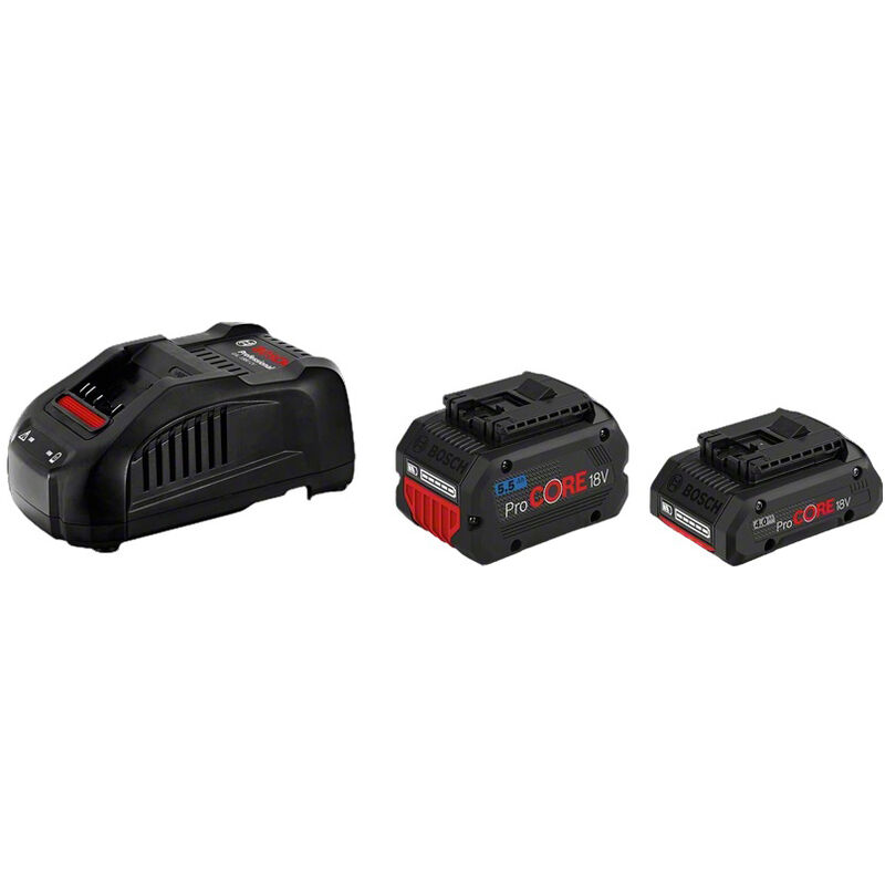 Bosch - Pack 2 batteries 18V Procore 4Ah/5,5Ah + chargeur rapide 1600A0214A - Noir