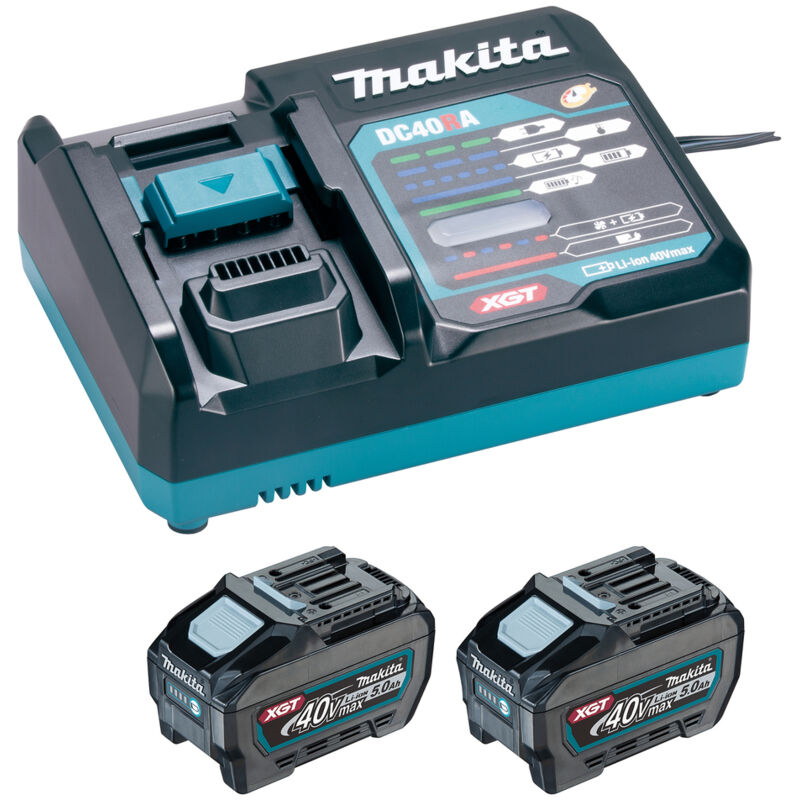 Makita - Pack 2 batteries 5 Ah + chargeur 40V max xgt : 2xBL4050F + DC40RA 1911V60