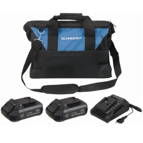Pack 2 batteries + chargeur + sac de transport SCHNEIDER