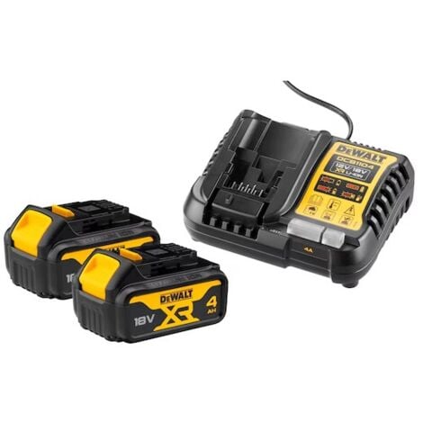 Pack 2 batteries DEWALT XR 18V 4Ah Li-Ion + chargeur - DCB1104M2-QW