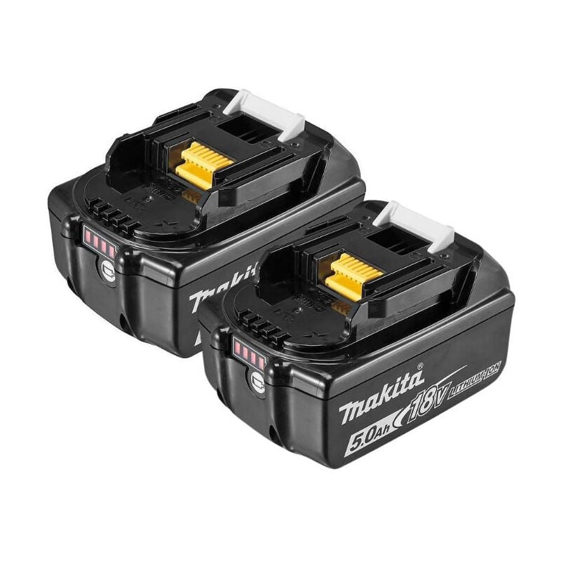 Pack 2 Batteries Makita BL1850B Li-ion 18 v / 5 Ah (témoin de charge intégré)