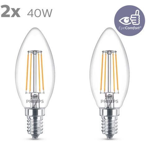 Pack 2 Bombilla LED Philips E14 B35  4.3W 470Lm 2700K [PH-929001889767