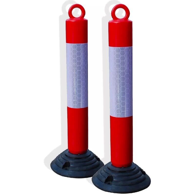 Pack 2 bornes de protection flexibles et amovibles anti-stationnement plastique - œillet et bande réfléchissante