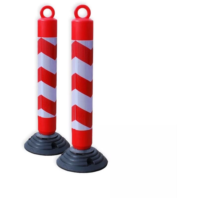 Pack 2 bornes de protection flexibles et amovibles anti-stationnement plastique - œillet et bandes réfléchissantes