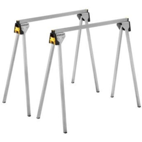 Pack 2 Caballetes Plegables de metal Stanley  Abierto: 73,6 x 42,4 x 85,5 cm  Plegado: 10,5 x 9,6 x 79,4 cm