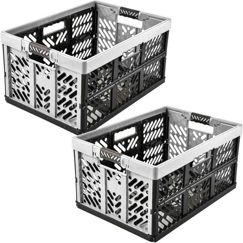 

Keeeper - Pack 2 cajas robustas plegables Ben con asas 45L en color gris claro