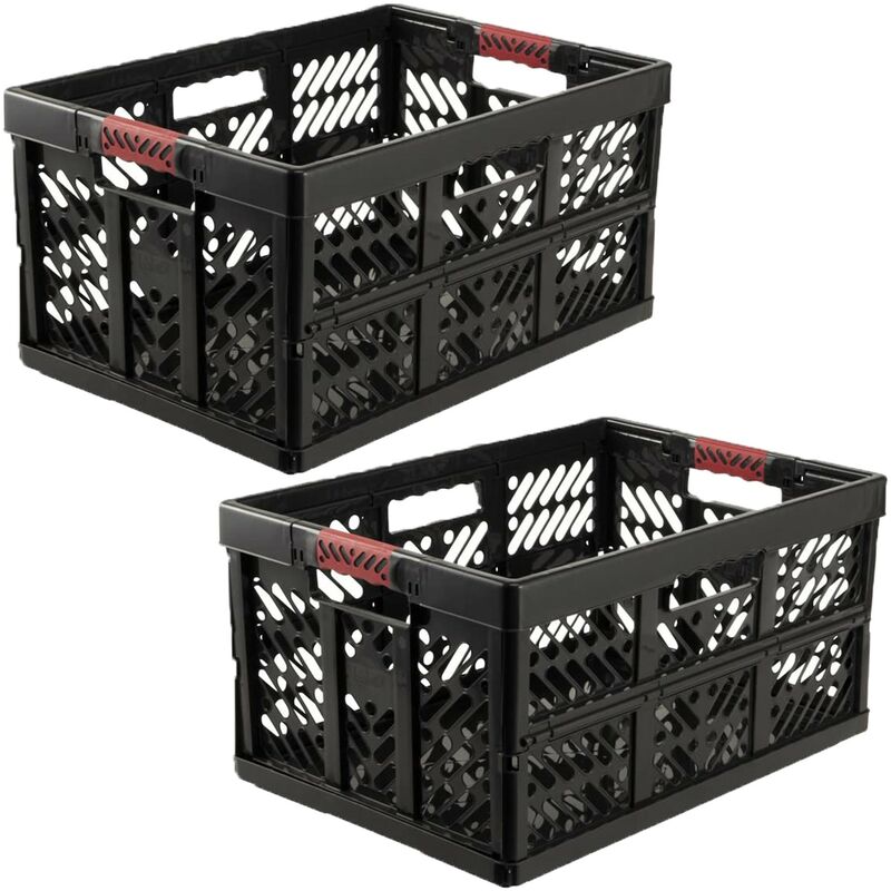 

Keeeper - Pack 2 cajas robustas plegables Ben con asas 45L en color gris grafito