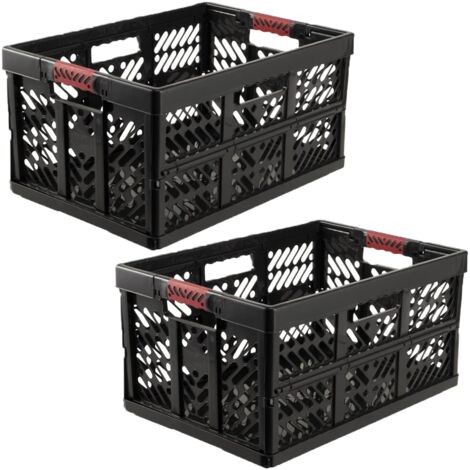 PACK 2 CAJAS ROBUSTAS PLEGABLES BEN CON ASAS 45L EN COLOR GRIS GRAFITO